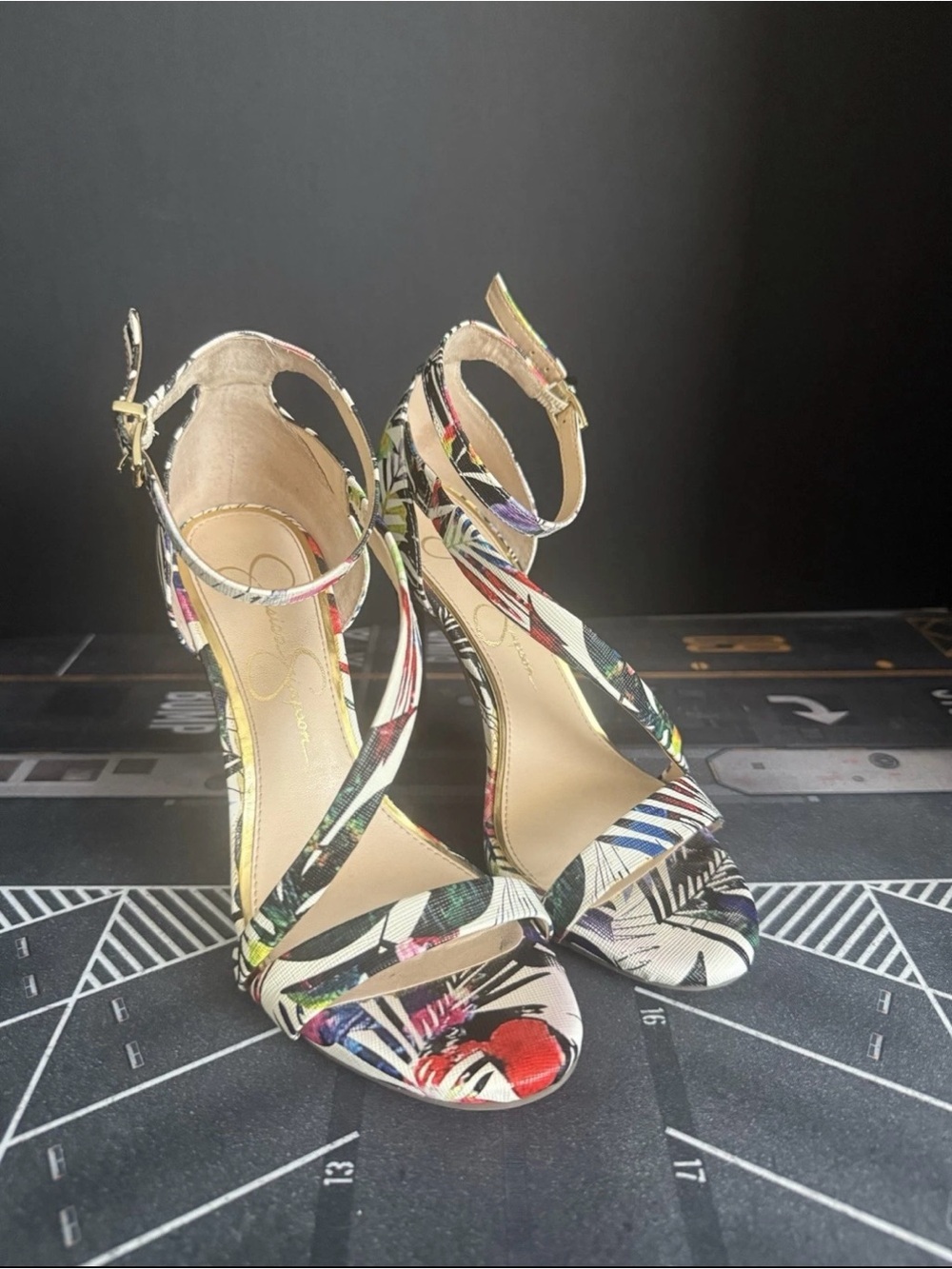Jessica Simpson Tropical Floral Strappy Stiletto Sandals - Multicolor